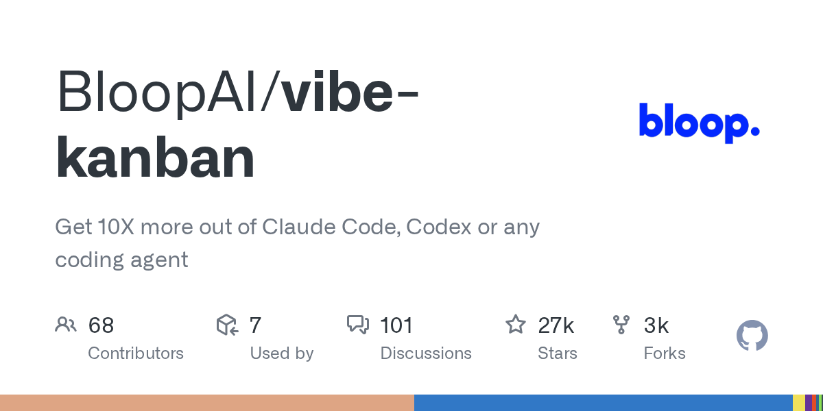 여러 코딩 에이전트를 칸반 보드 카드로 늘어놓고 관리하는 Vibe Kanban